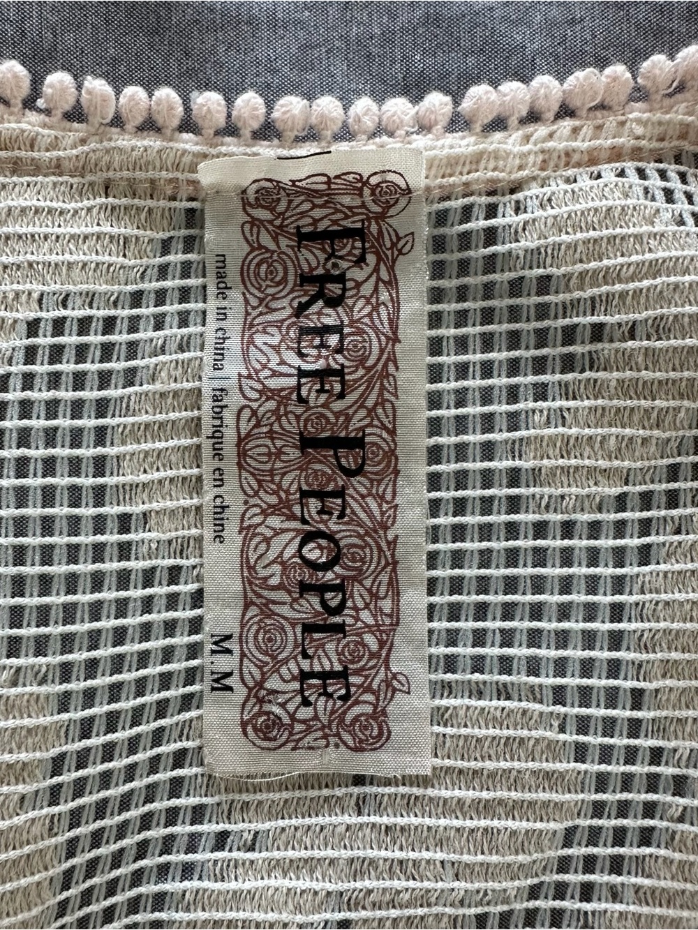 Free People Cream Floral Lace Tunic Dress Size Medium Pink Trim Zip Front Boho - Picture 4 of 9